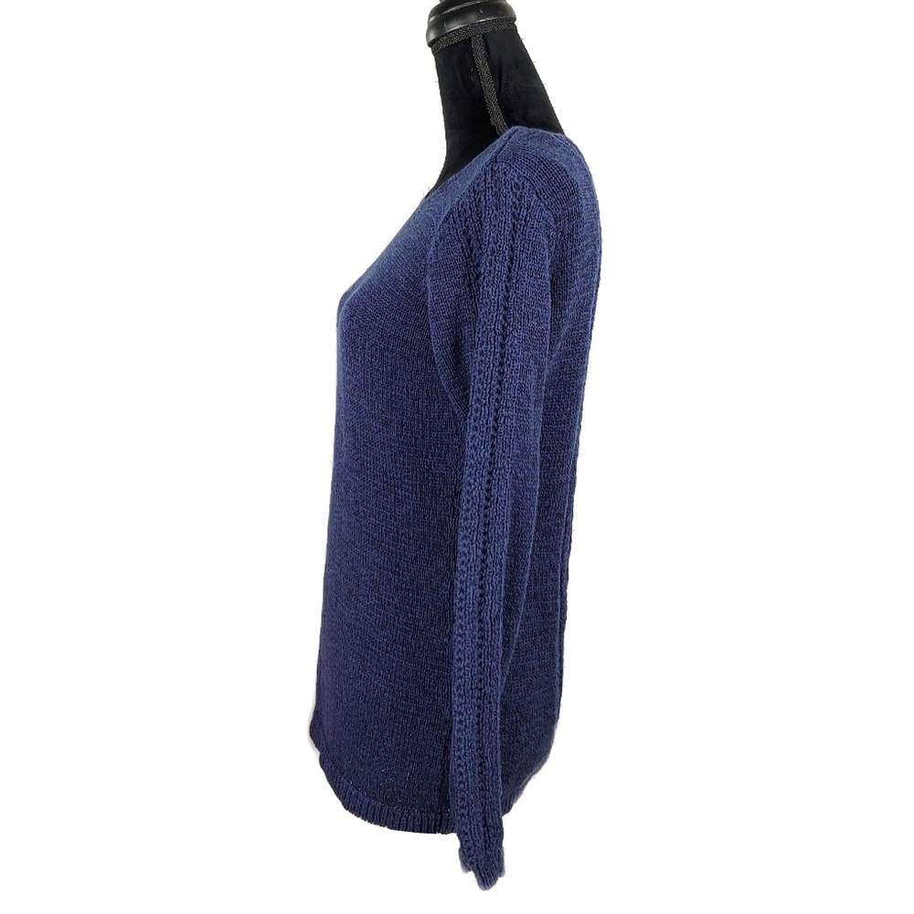 Rachel Zoe Karla Navy Open Knit Wmn L Cotton Blend Sweater - Picture 4 of 8